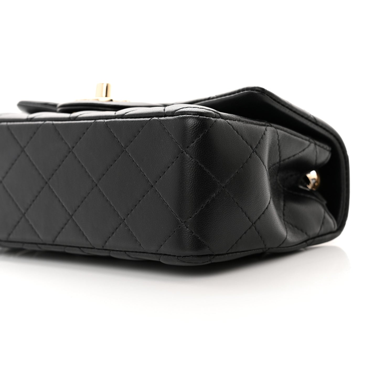 Lambskin Quilted Mini Rectangular Flap Black