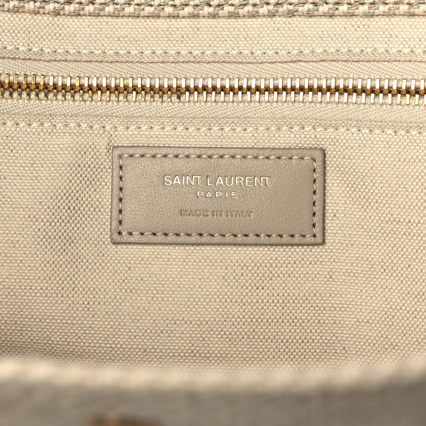 Linen Calfskin Small Rive Gauche Tote Beige Sea Salt