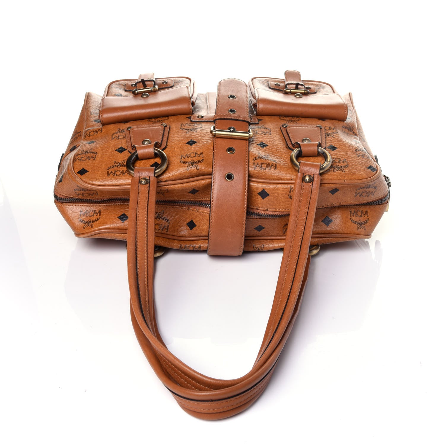MCM Visetos Satchel Cognac 11 of 12
