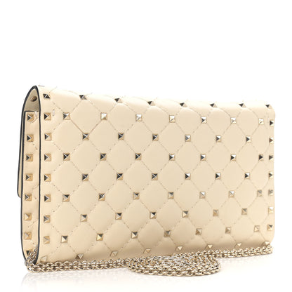Valentino Garavani Nappa Rockstud Spike Wallet on Chain Light Ivory 3 of 9