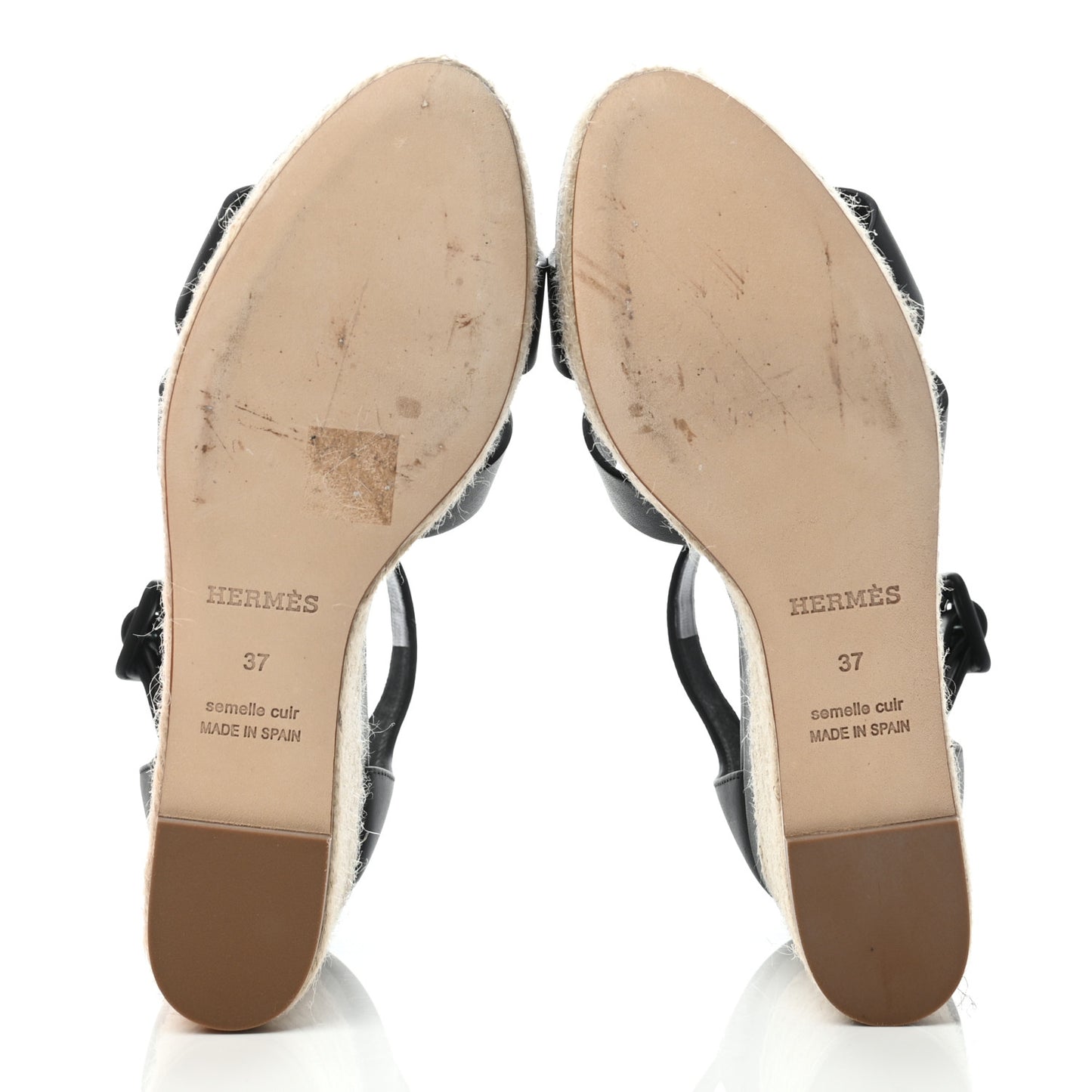 Calfskin Doll 60 Espadrille Wedge Sandals 37 Black