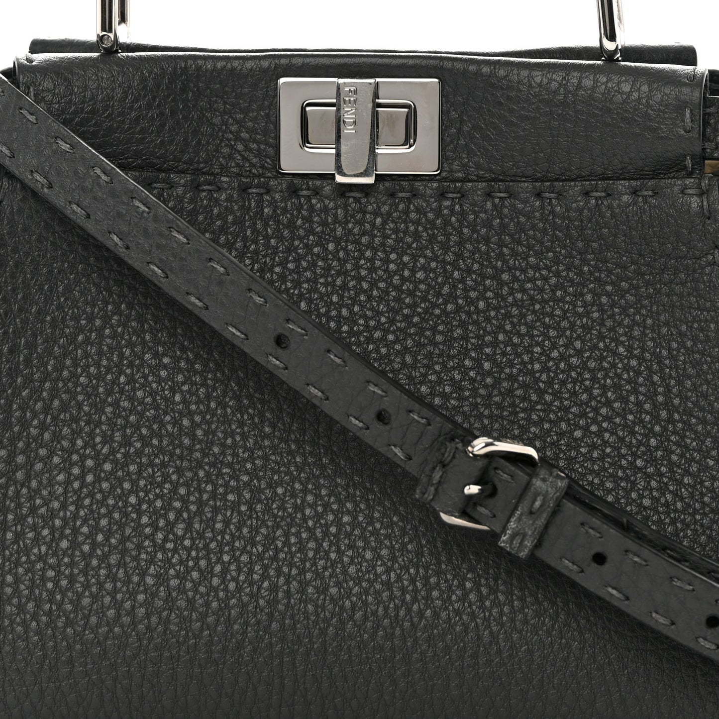 Cuoio Romano Selleria Bi-Color Mini Peekaboo Iconic Satchel Asfalto Latte