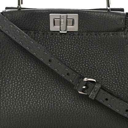 Fendi Cuoio Romano Selleria Bi-Color Mini Peekaboo Iconic Satchel Asfalto Latte 9 of 13