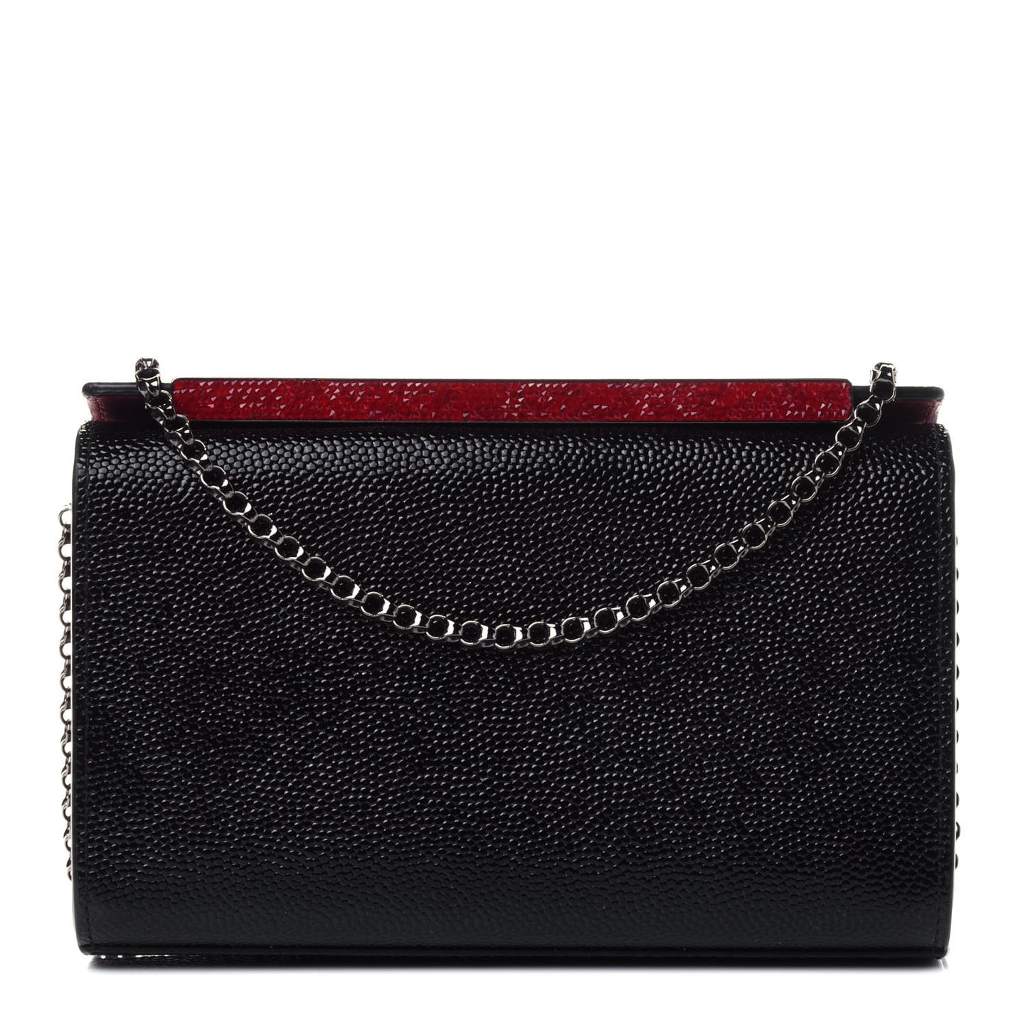 Patent Calfskin Crystal Vanite Small Clutch Black
