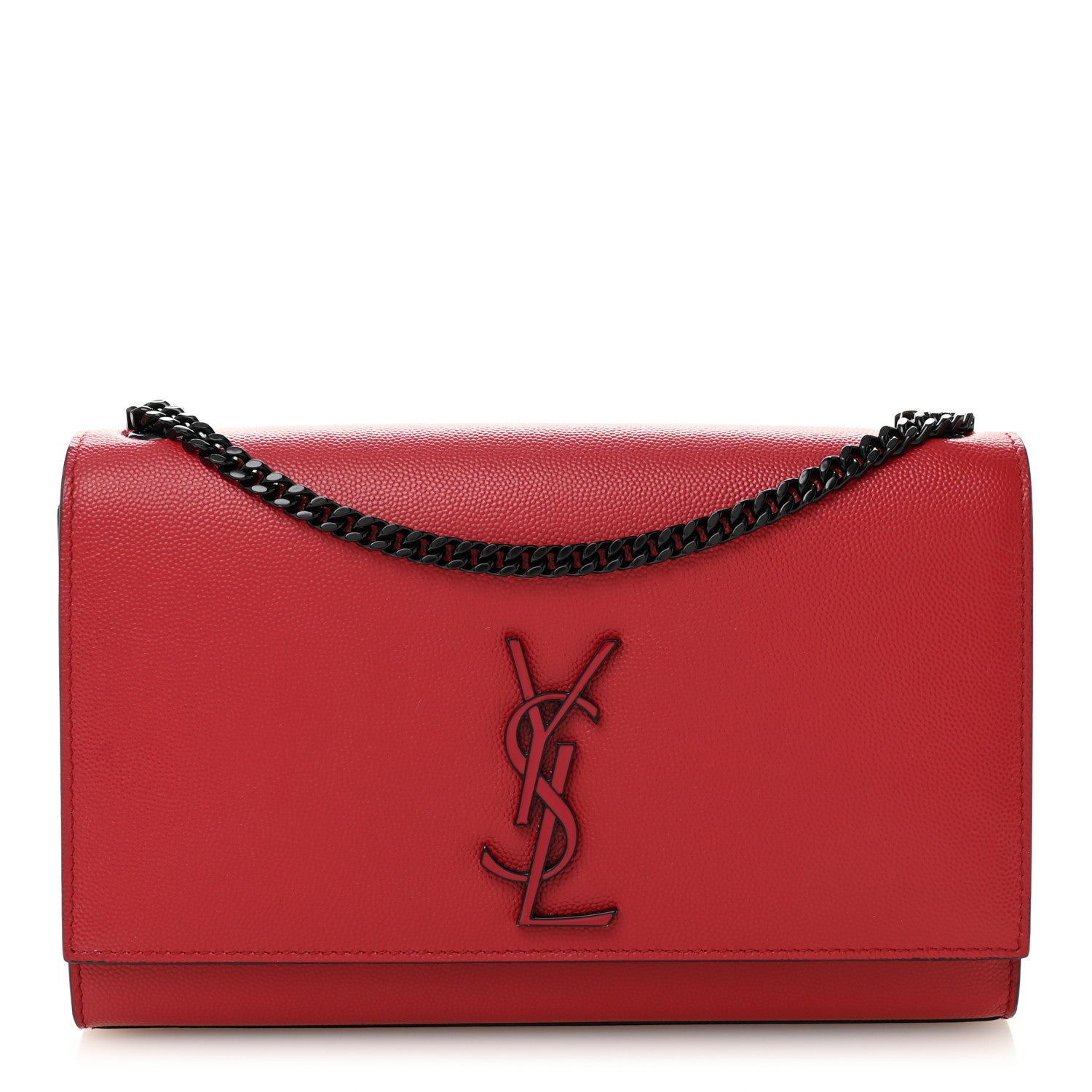 Saint Laurent Grain De Poudre Medium Classic Monogram Monochrome Kate Satchel Lipstick Red 1 of 9