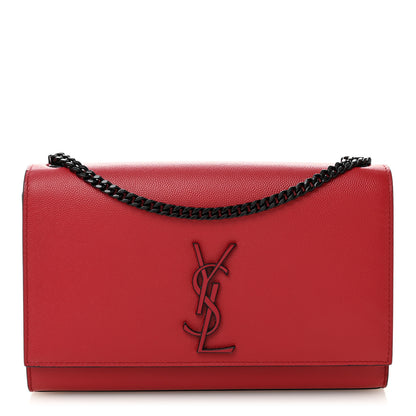 Saint Laurent Grain De Poudre Medium Classic Monogram Monochrome Kate Satchel Lipstick Red 1 of 9