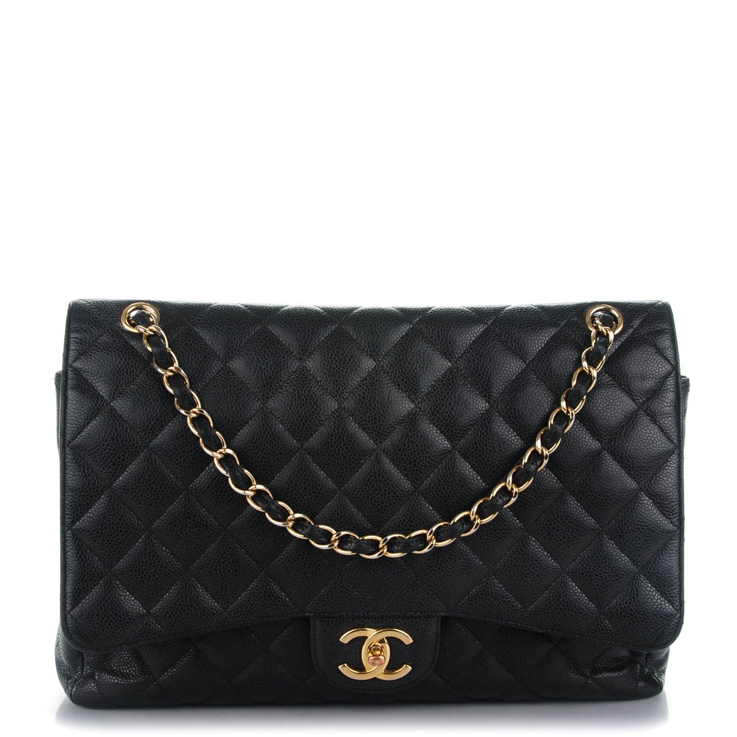 Caviar Quilted Maxi Double Flap Black