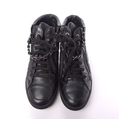 Chanel Lambskin Zipped Chain CC Sneakers 37 Black 5 of 9