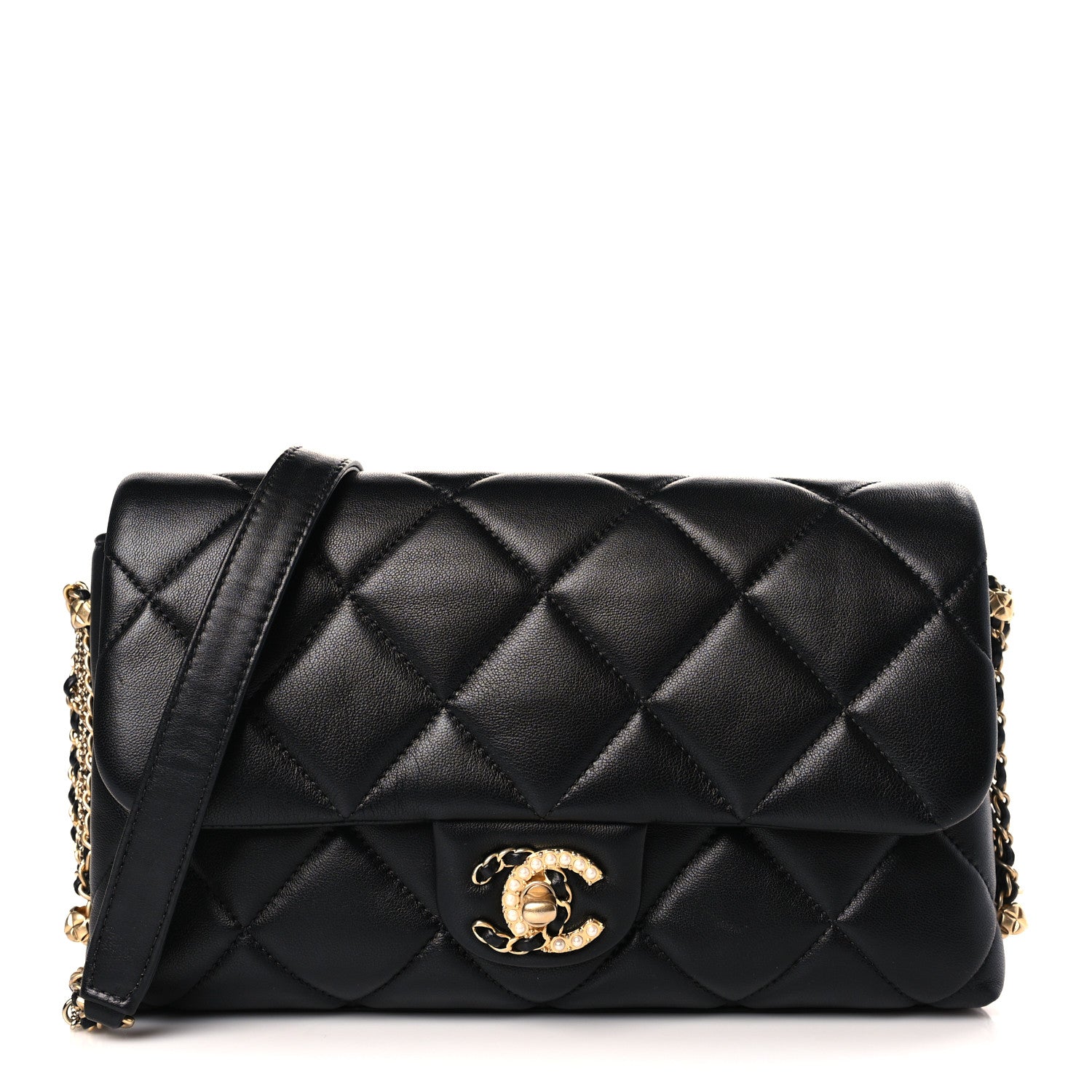 Chanel Lambskin Quilted Crush on Chains Flap Bag Black 1 of 9