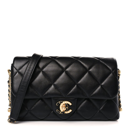 Chanel Lambskin Quilted Crush on Chains Flap Bag Black 1 of 9