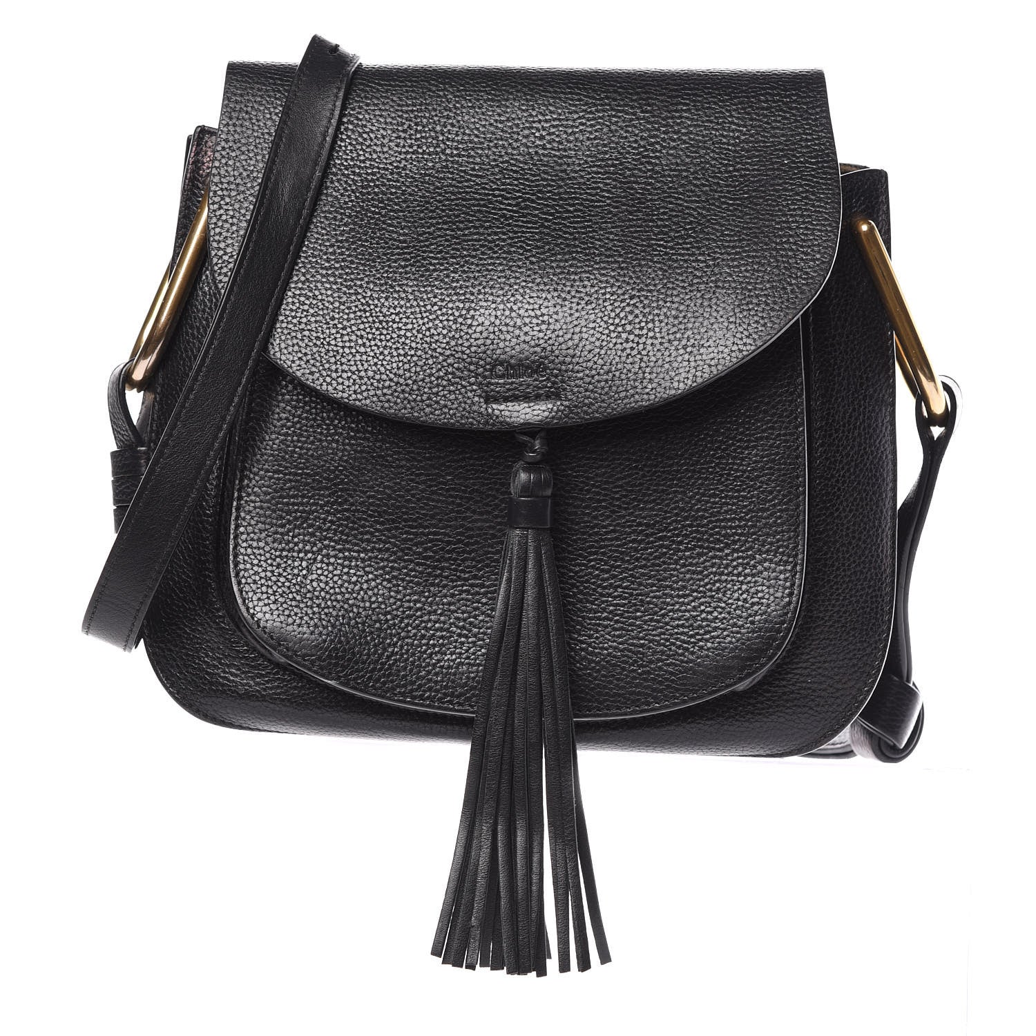 Chloe Grained Calfskin Medium Hudson Tassel Shoulder Bag Black 1 of 22