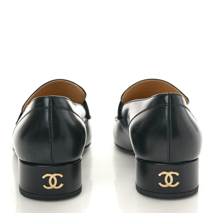 Chanel Shiny Calfskin Logo Loafers 36 Black 5 of 10