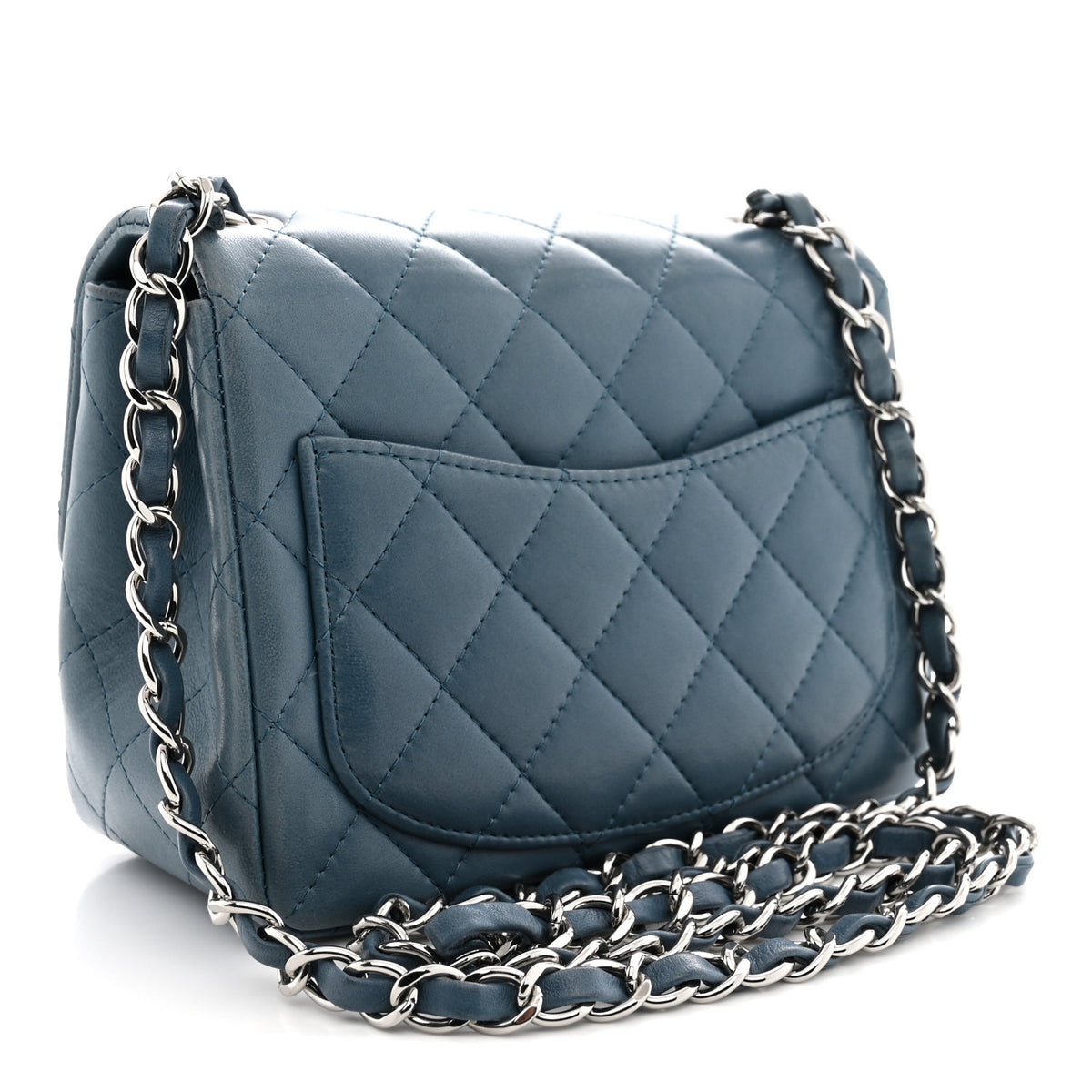 Lambskin Quilted Mini Square Flap Blue
