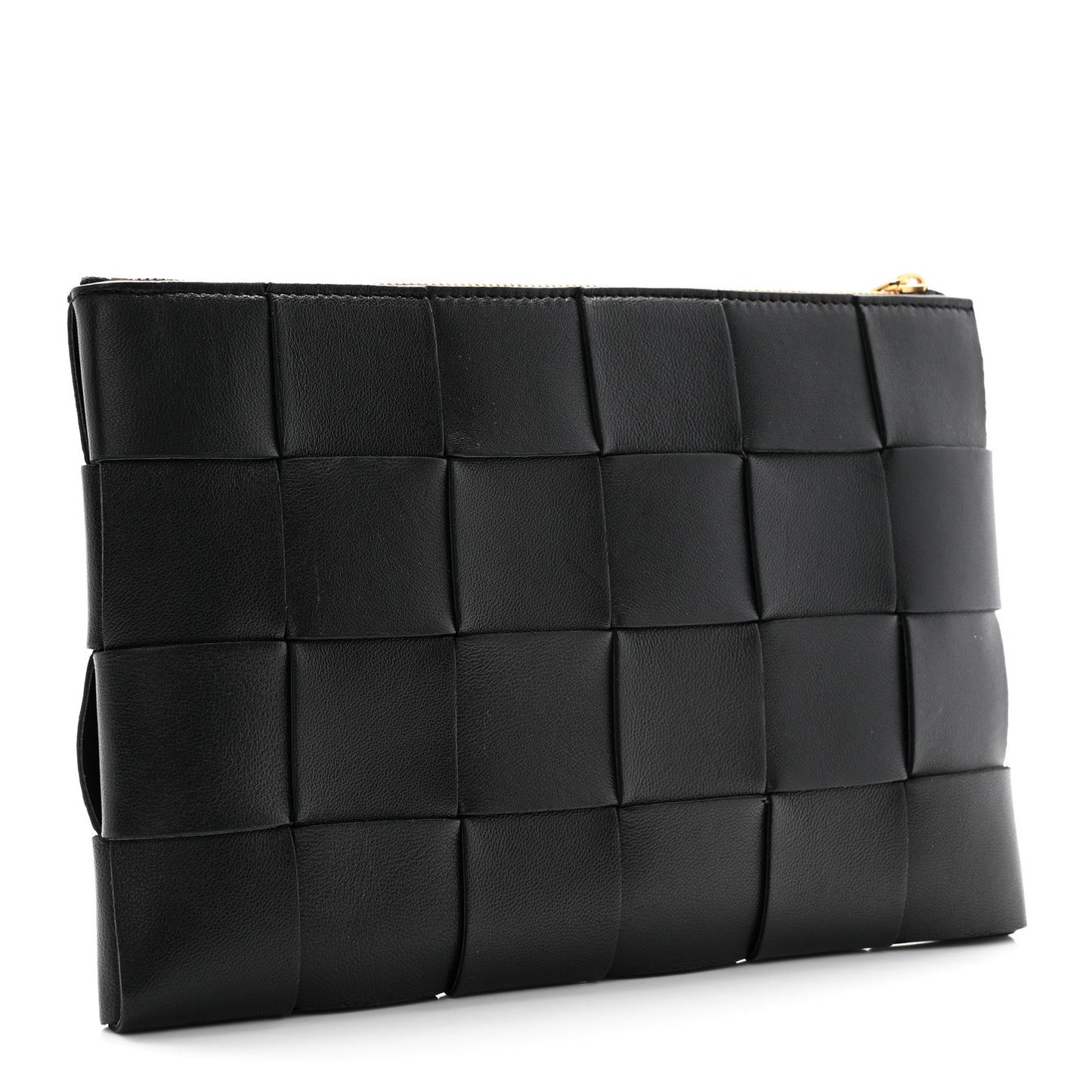 Nappa Maxi Intrecciato Small Cassette Flat Zip Pouch Black