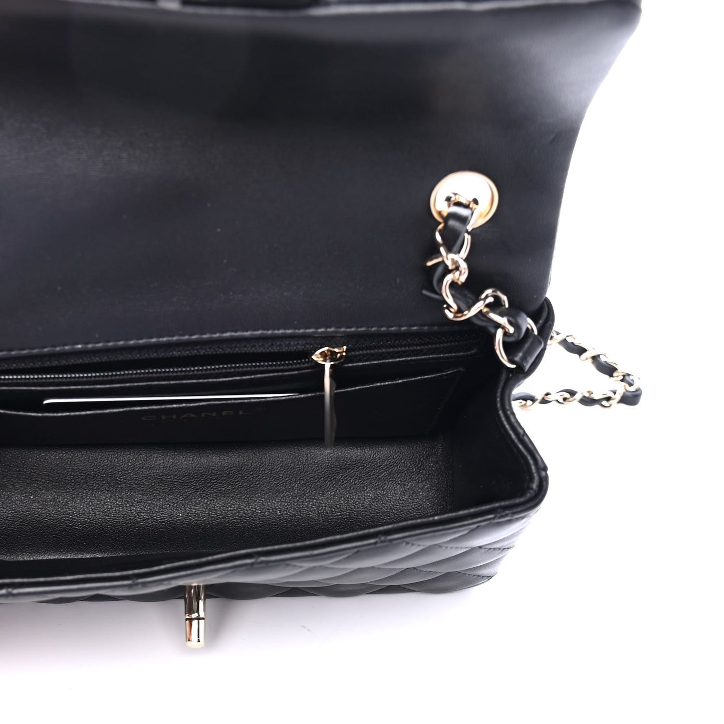Lambskin Quilted Mini Rectangular Flap Black