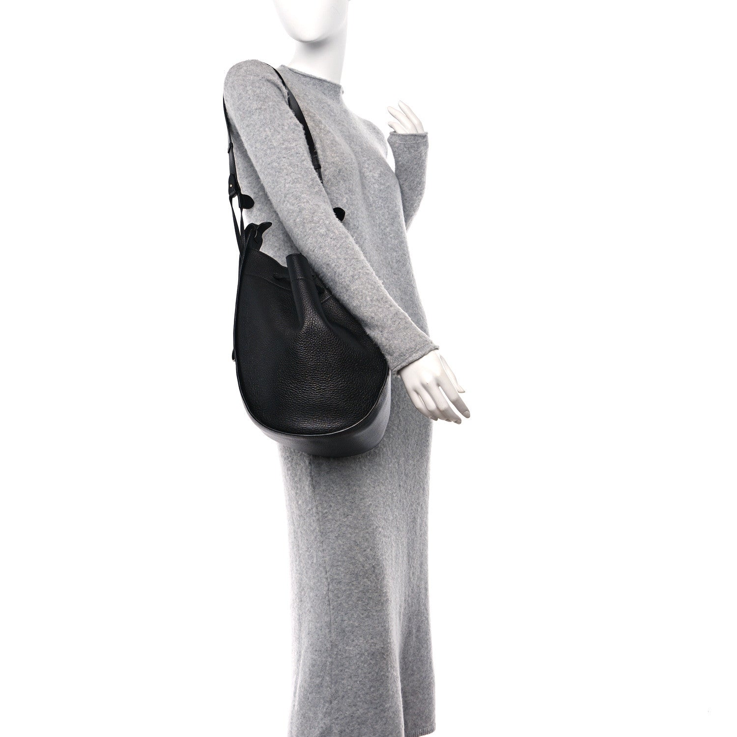 The Row Grained Calfskin Drawstring Bucket Bag Black 2 of 16