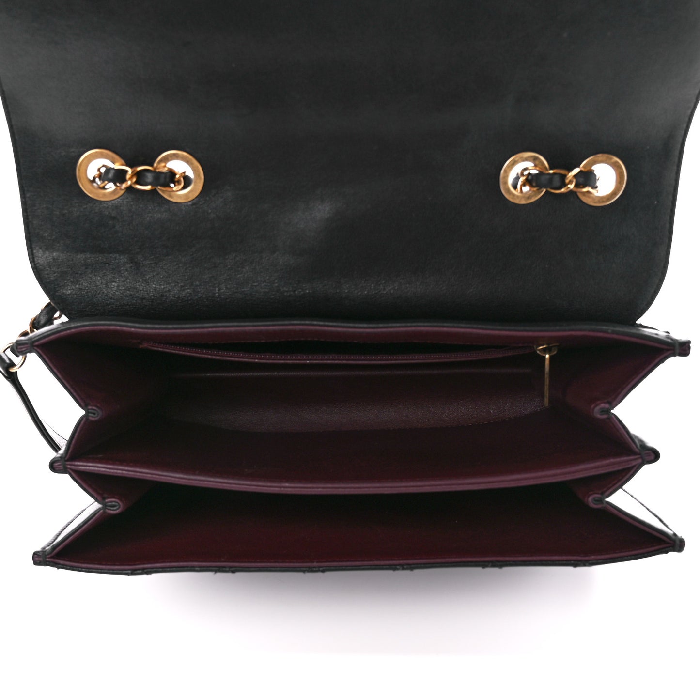 Sheepskin Quilted Large Beauty Lock Flap Black