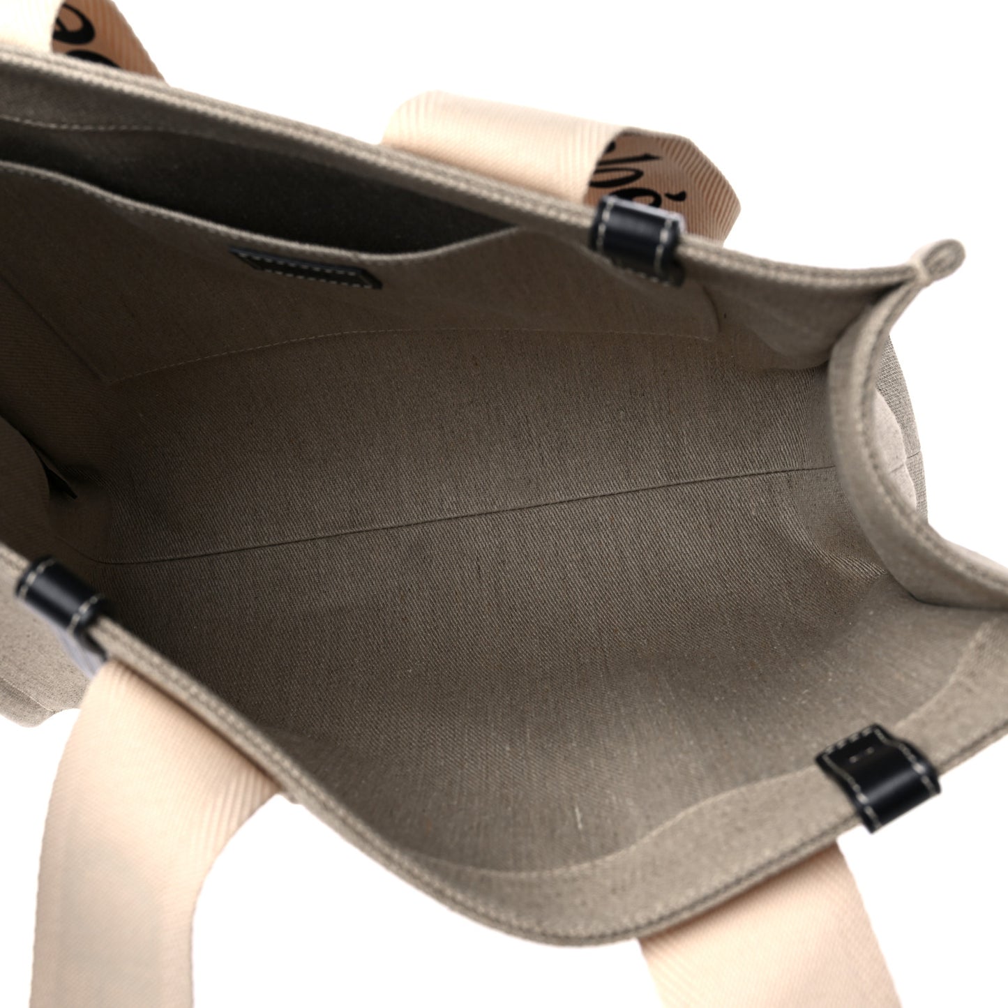 Linen Calfskin Medium Woody Ribbon Tote White Blue