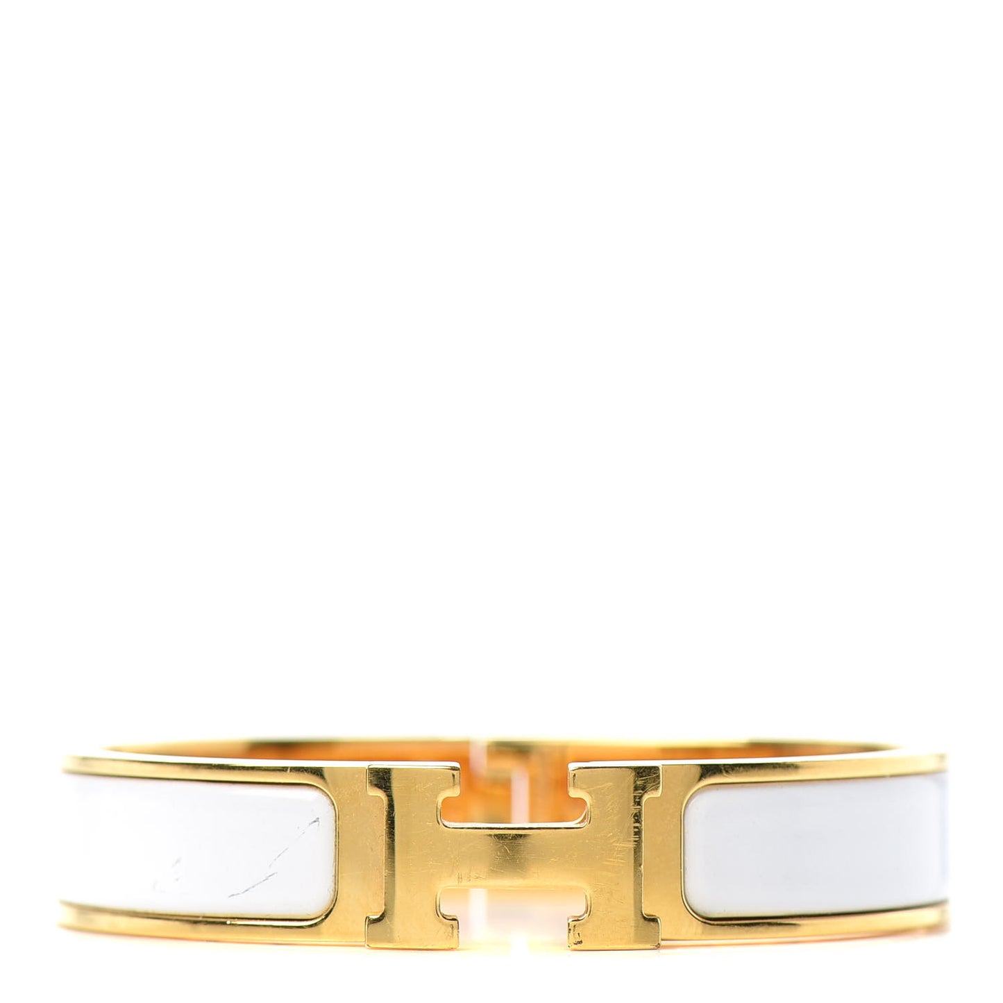 Enamel Narrow Clic Clac H Bracelet PM White