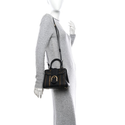 Delvaux Crispy Calfskin Tribal Stitch Mini Brillant Satchel Black Bronze 2 of 11