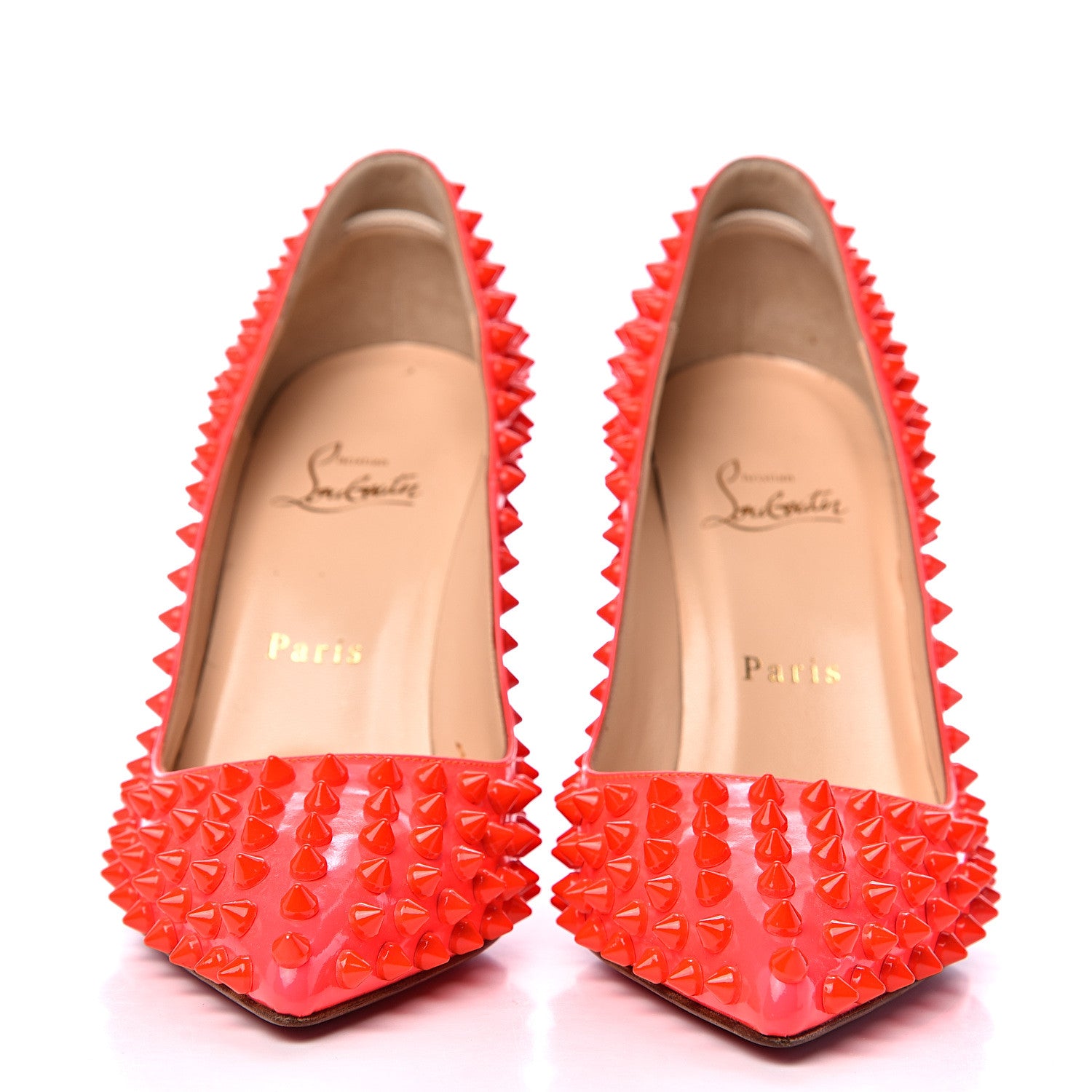 Christian Louboutin Patent Pigalle Spikes 100 Pumps 37 Rose Paris 2 of 10