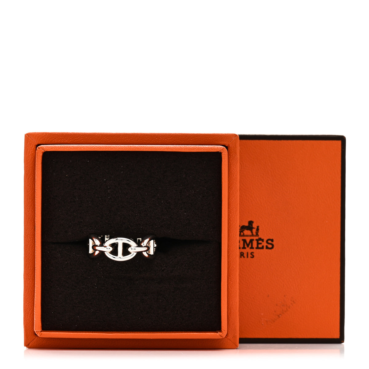 Hermes Sterling Silver PM Chaine d'Ancre Enchainee Band Ring 52 6 9 of 9