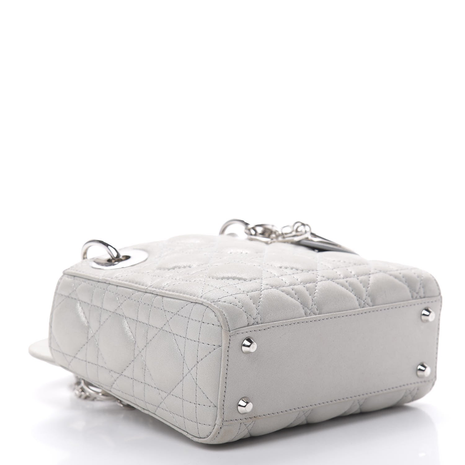 Christian Dior Metallic Lambskin Cannage Mini Lady Dior Silver 4 of 13