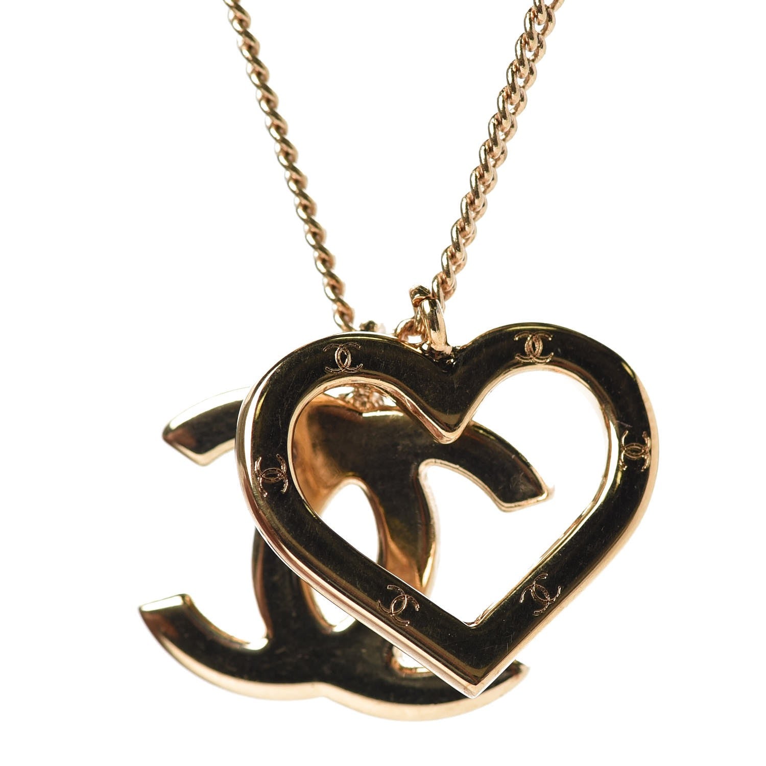 Chanel CC Heart Necklace Gold 4 of 6