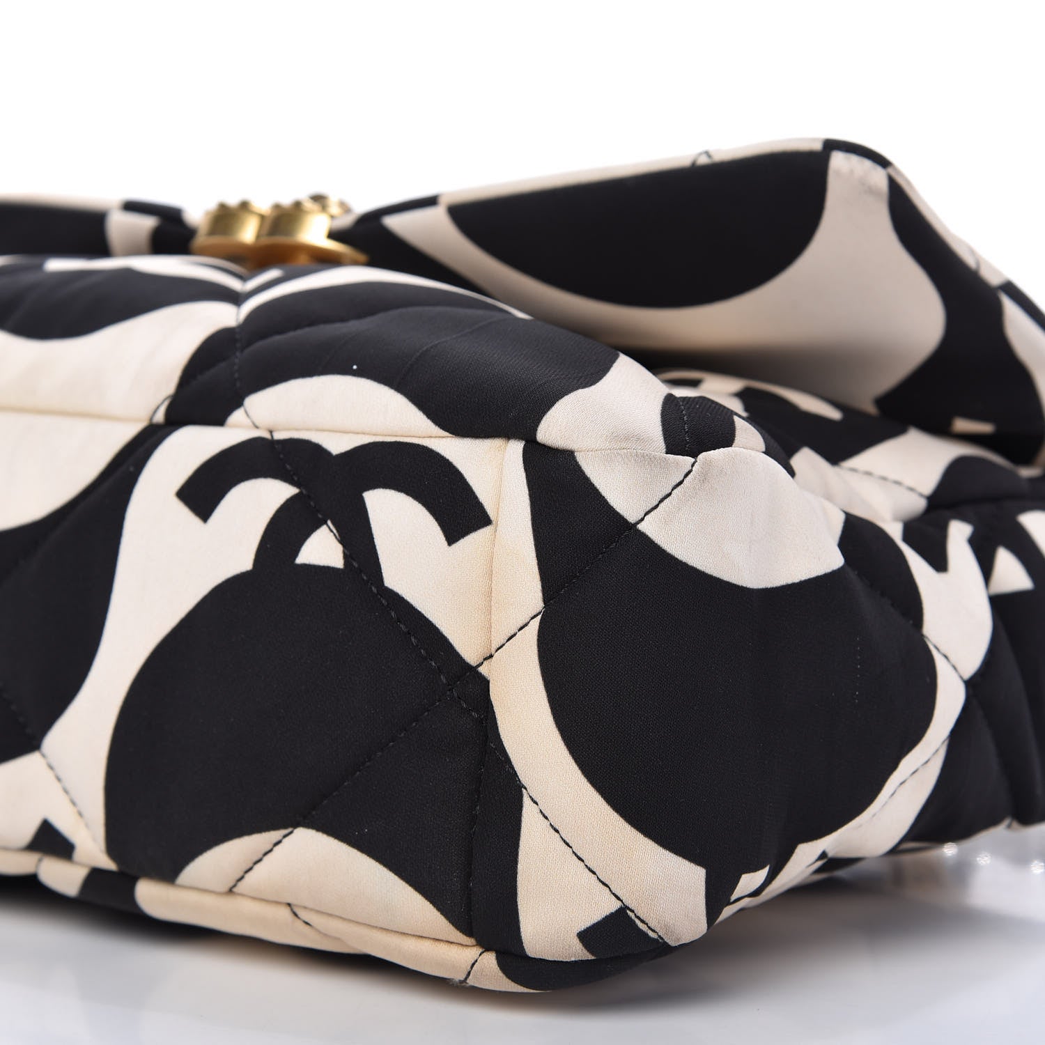 Chanel Fabric Printed Large Chanel 19 Flap Black Ecru 7 of 11