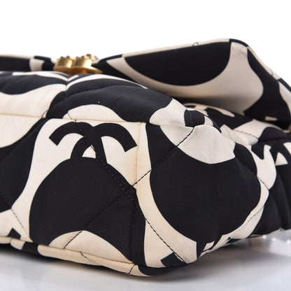 Chanel Fabric Printed Large Chanel 19 Flap Black Ecru 7 of 11