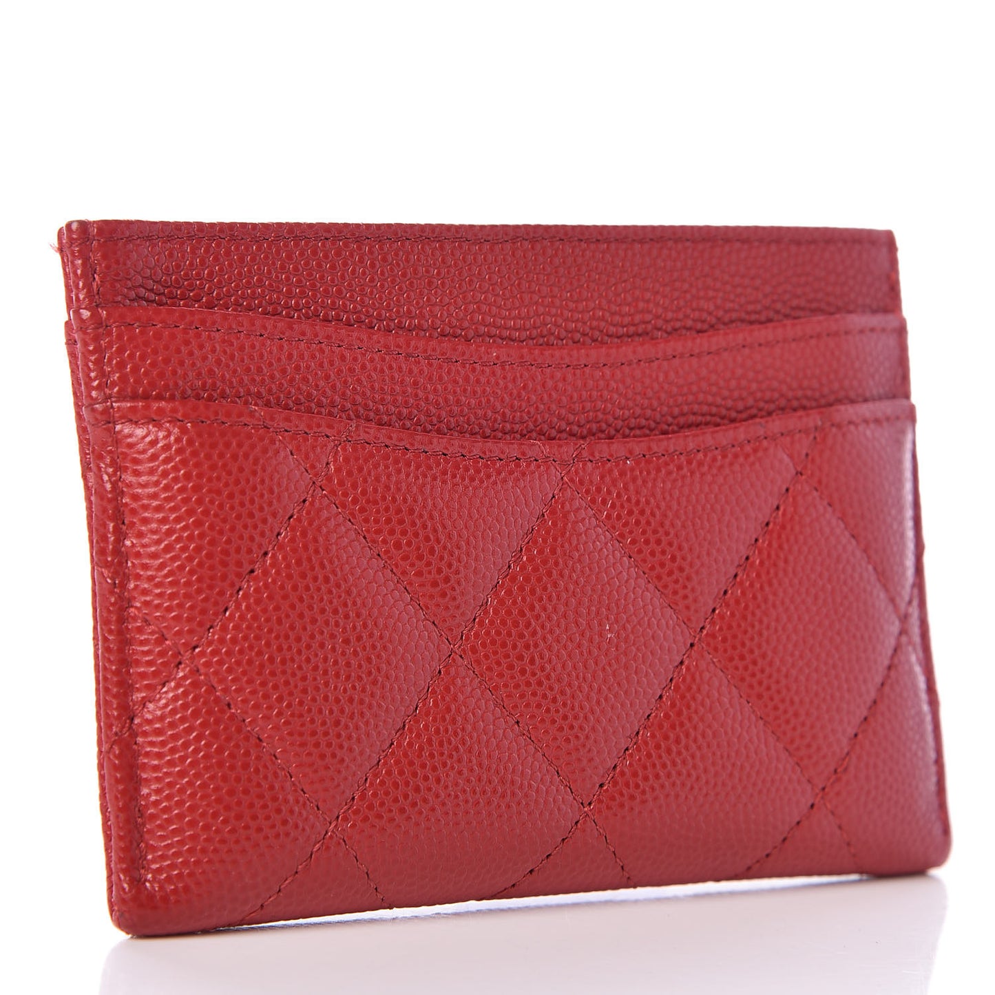 Caviar Quilted Card Holder Red