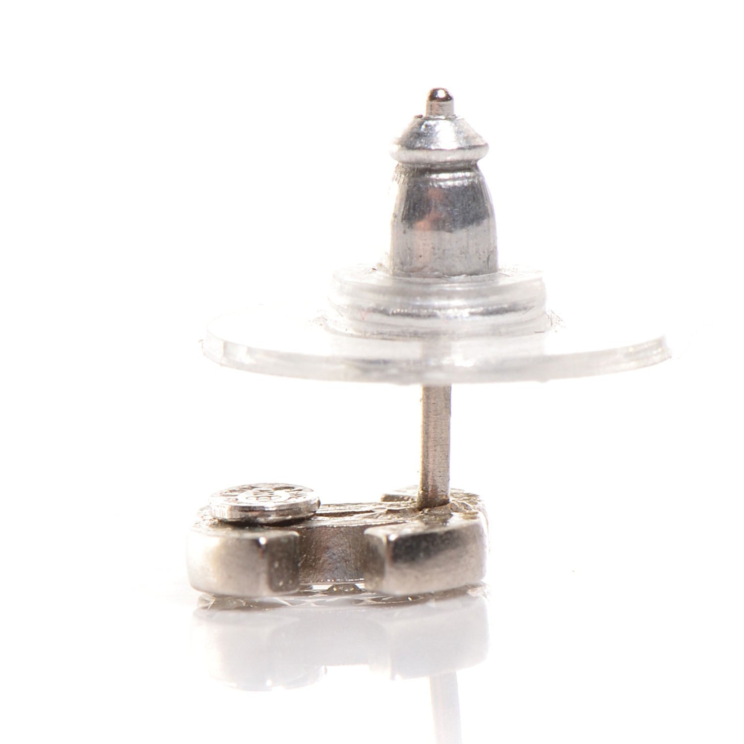 Chanel Crystal Timeless CC Earrings Silver 4 of 5