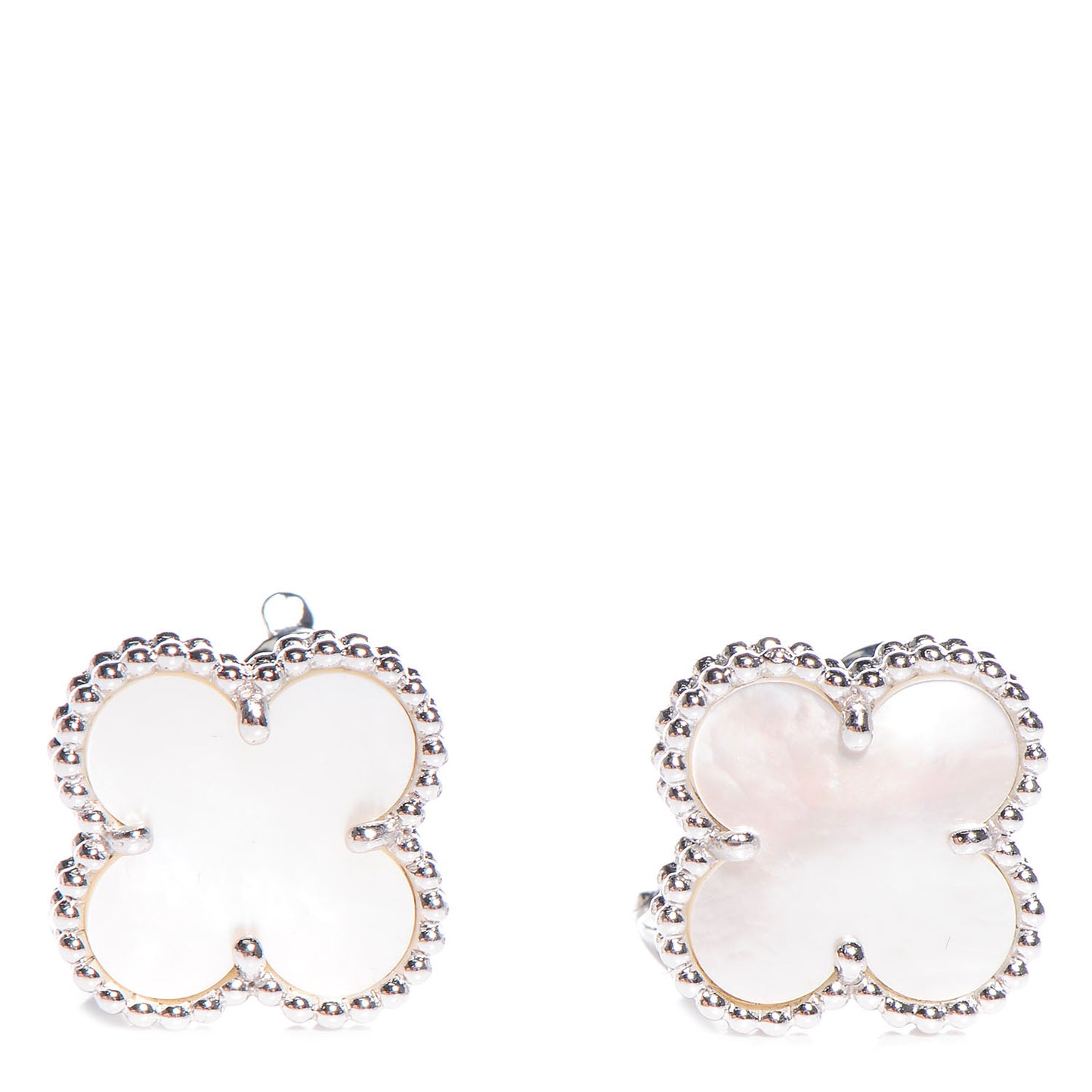 18K White Gold Mother of Pearl Vintage Alhambra Earrings
