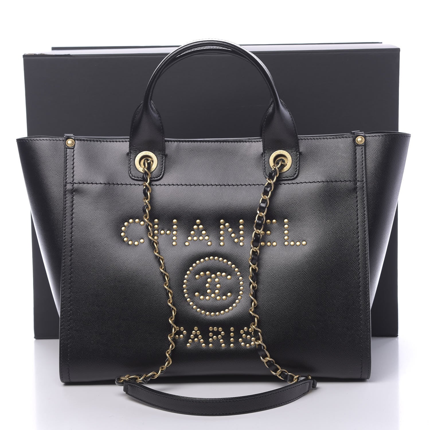 Chanel Caviar Small Studded Deauville Tote Black 11 of 11