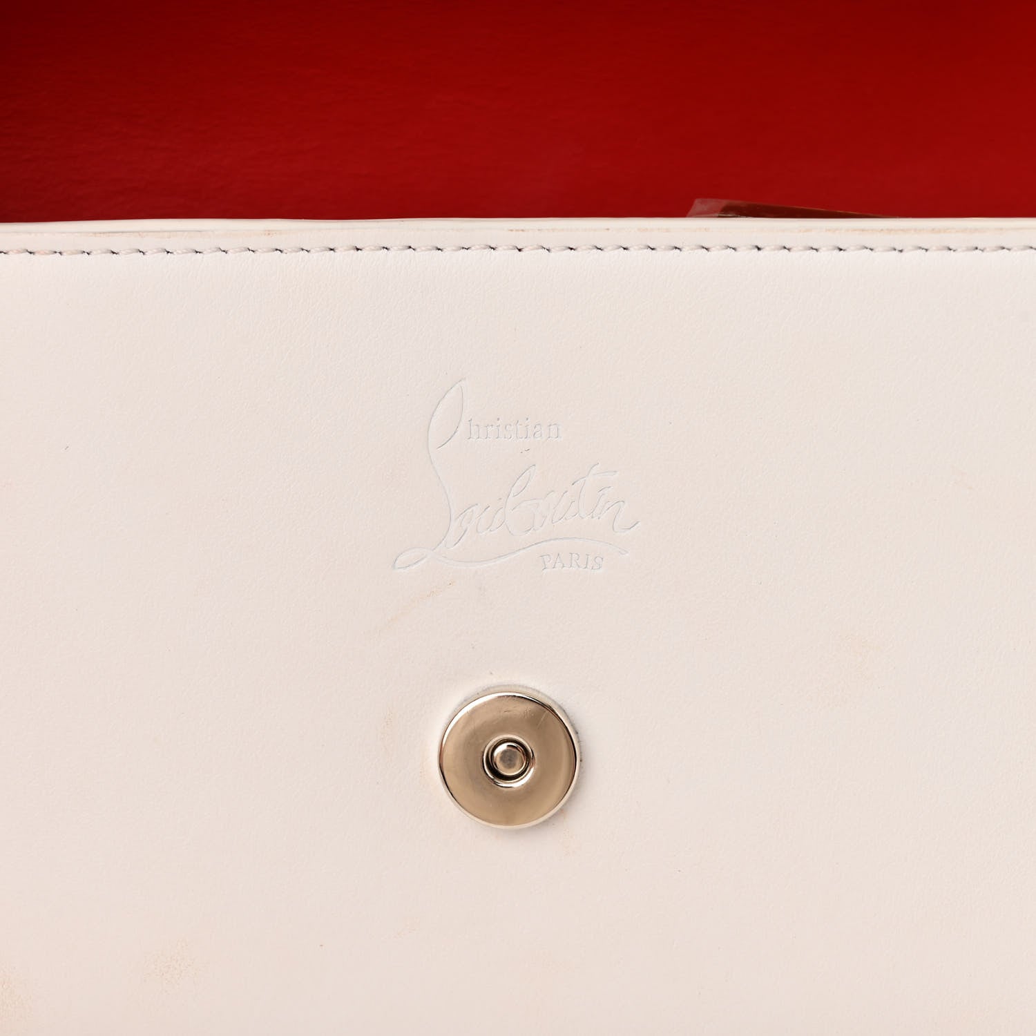 Christian Louboutin Calfskin Monochrome Loubi54 Wallet On Chain White 7 of 13