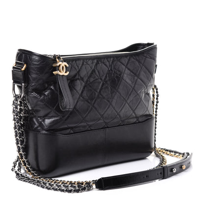 Chanel Aged Calfskin Quilted Medium Gabrielle Hobo Black 2 of 5