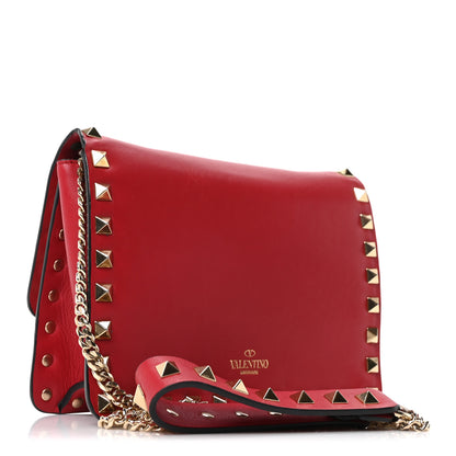 Valentino Garavani Vitello Rockstud Chain Flap Crossbody Bag Red 3 of 9