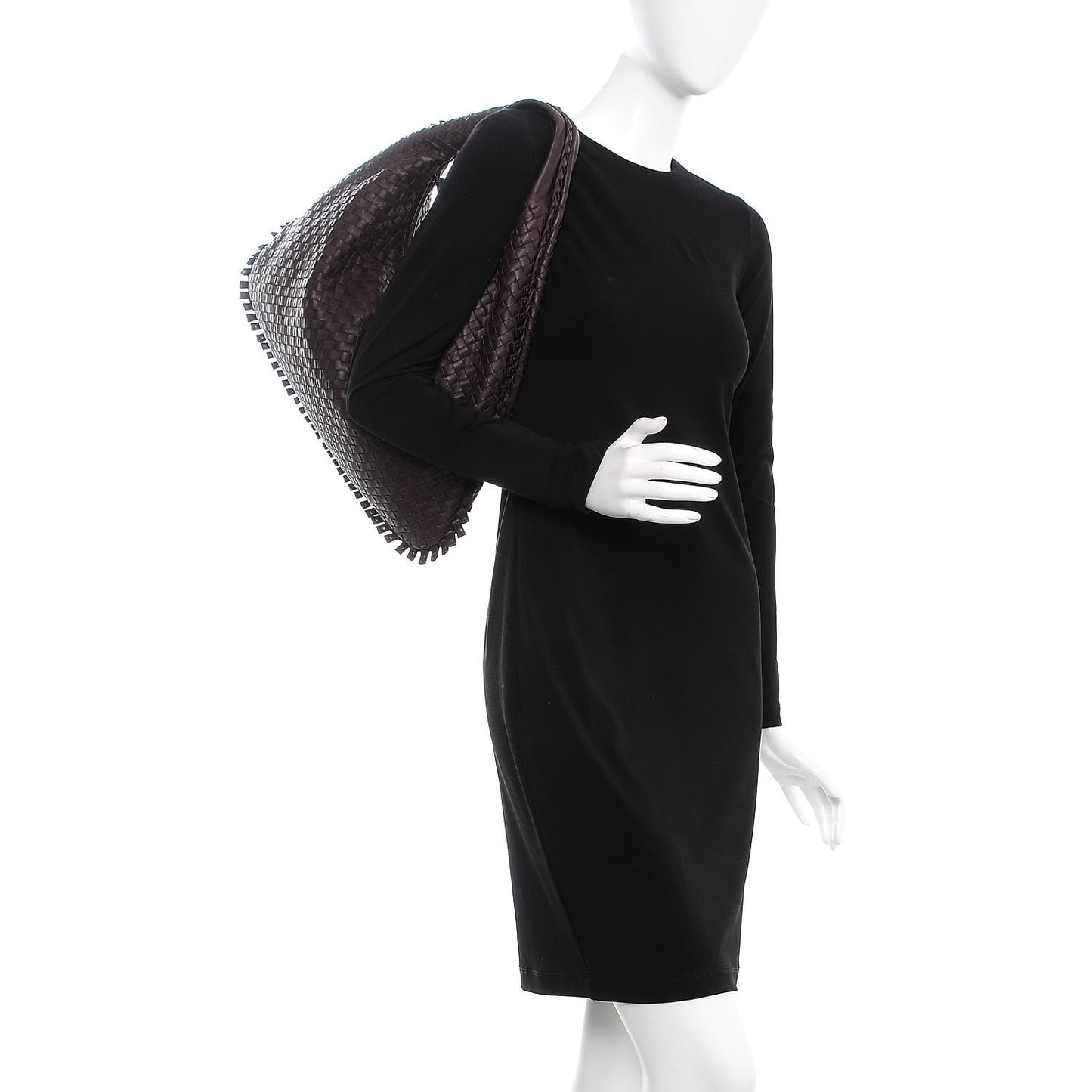 Nappa Intrecciato Large Studded Fringe Veneta Hobo Ebano