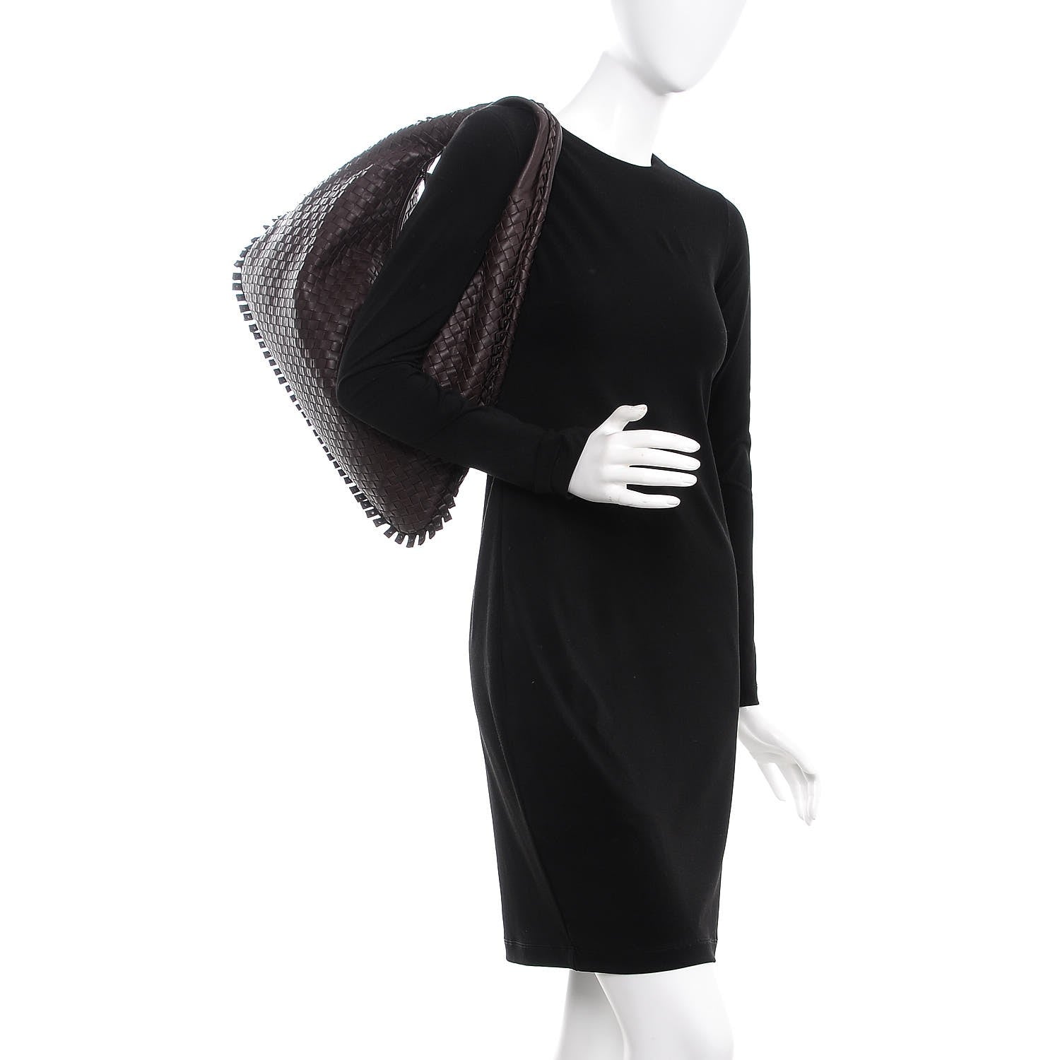 Bottega Veneta Nappa Intrecciato Large Studded Fringe Veneta Hobo Ebano 2 of 8