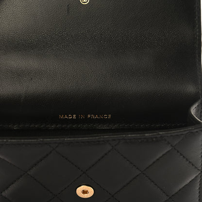 Chanel Lambskin Quilted Top Handle Flap Coin Purse With Chain Black 7 of 9