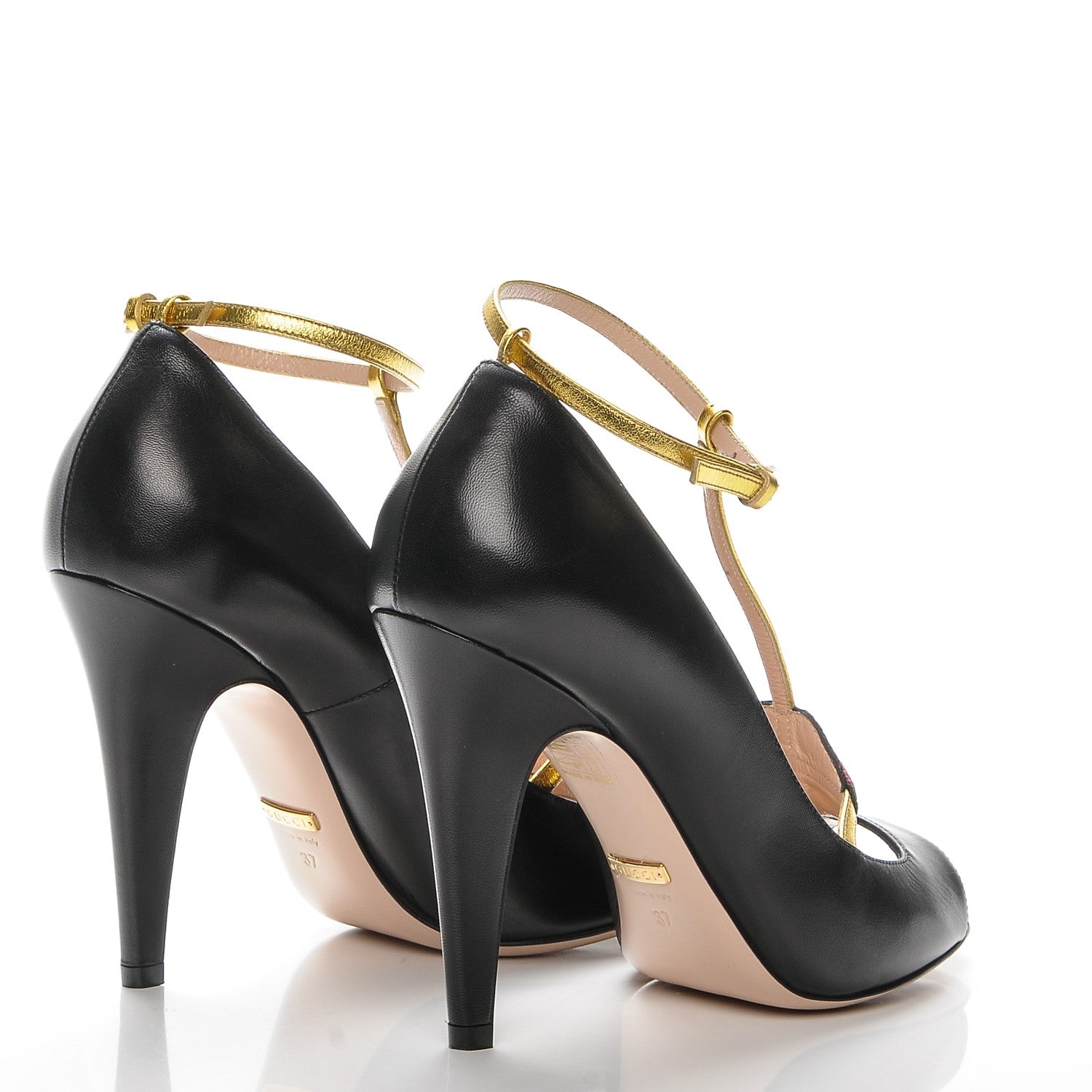 Gucci Nappa Lip Applique Pumps 37 Black 3 of 10