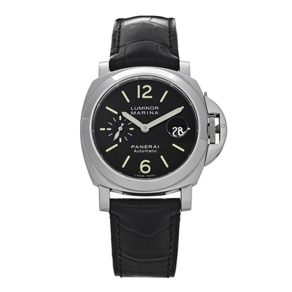 Panerai Stainless Steel Alligator 45mm Luminor Marina Automatic Watch Black PAM00104 1 of 4