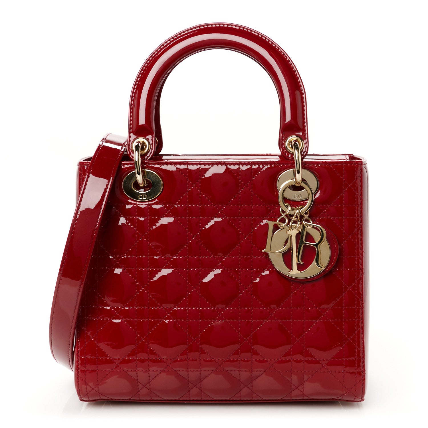 Christian Dior Patent Cannage Medium Lady Dior Burgundy Red 1 of 10
