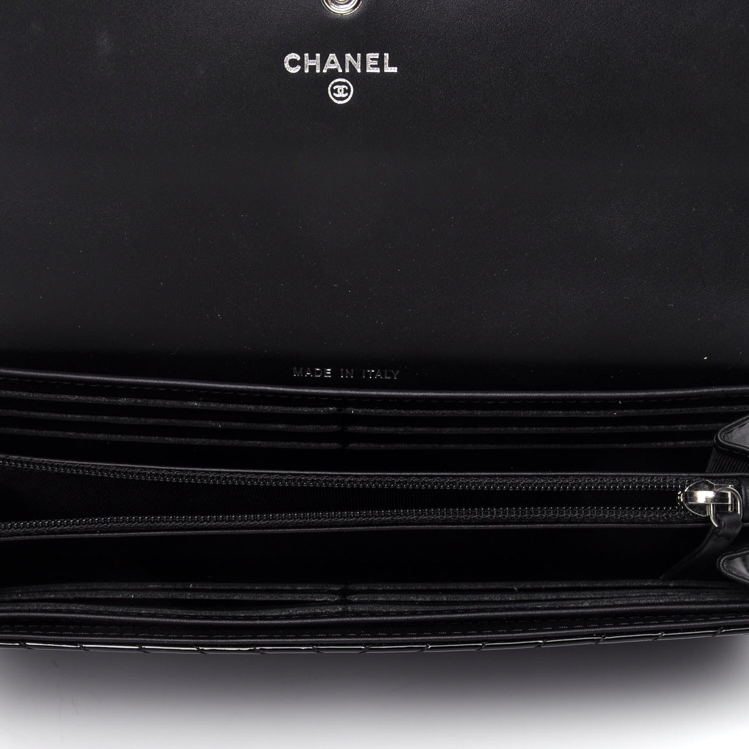 Chanel Patent Chevron Quilted Large Gusset Flap Wallet Black 4 of 5