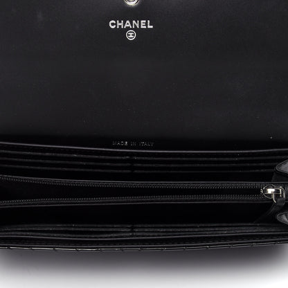 Chanel Patent Chevron Quilted Large Gusset Flap Wallet Black 4 of 5