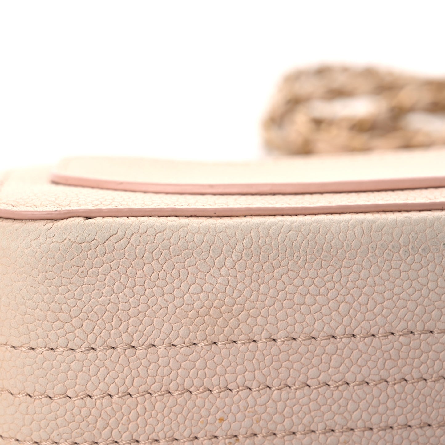 Grained Calfskin Mini Square Classic Pure Flap Nude