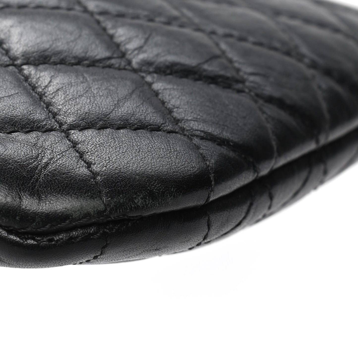 Aged Calfskin Quilted Crossbody Bag Black