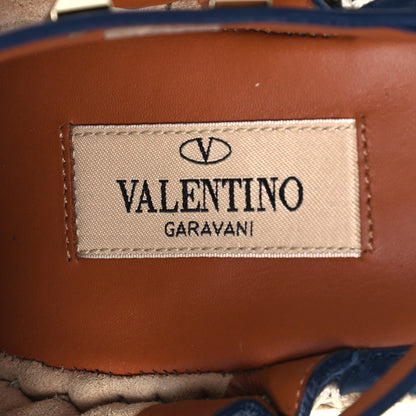 Valentino Garavani Denim Rockstud Ankle Strap Espadrille 15/105mm Wedge Sandals 41 Light Denim 7 of 8