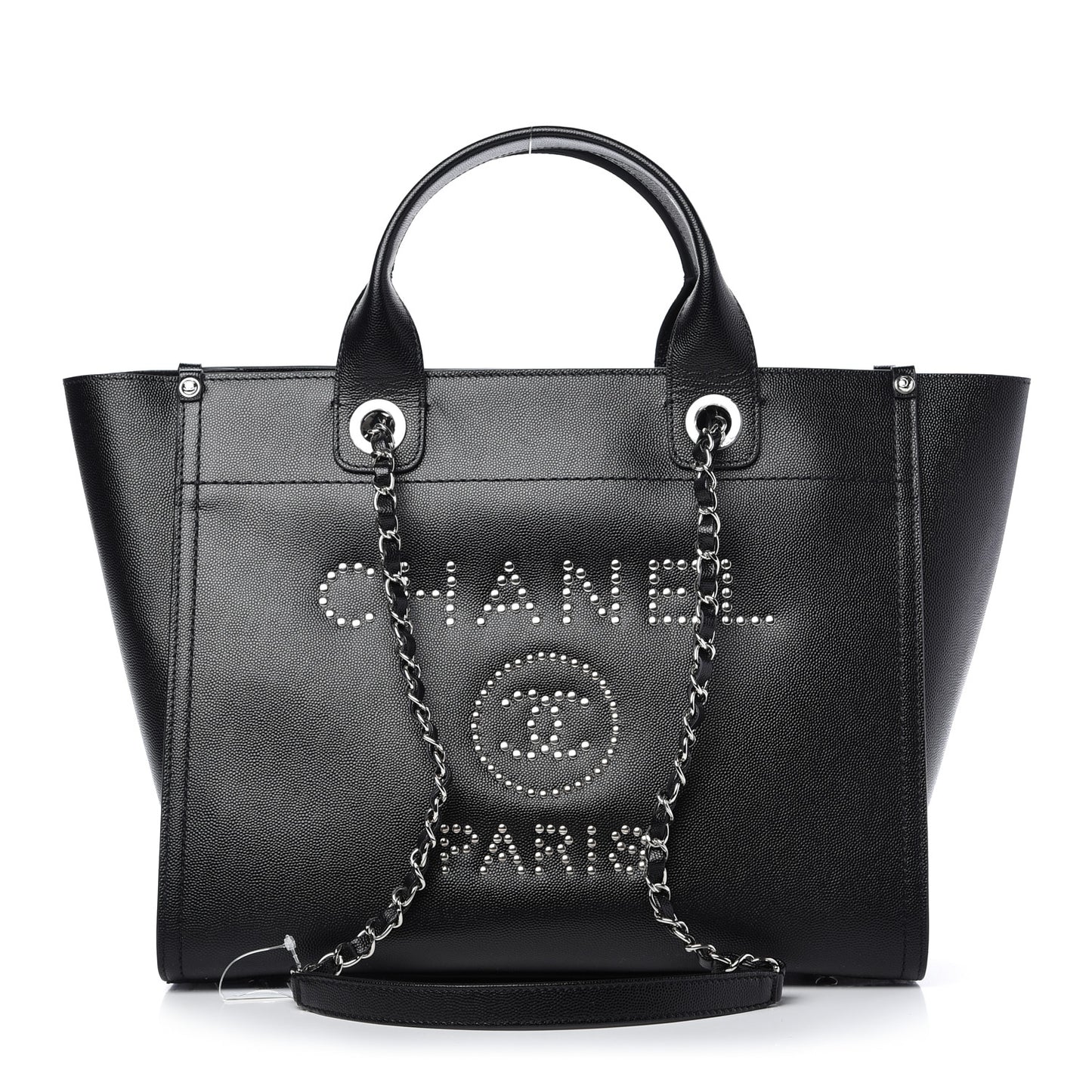 Caviar Small Studded Deauville Tote Black