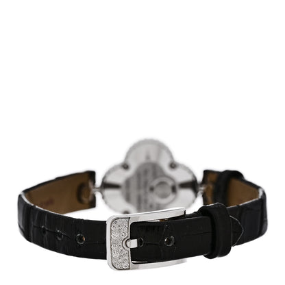 Van Cleef & Arpels 18K White Gold Alligator Diamond Bezel 23mm Sweet Alhambra Quartz Watch Black 3 of 4